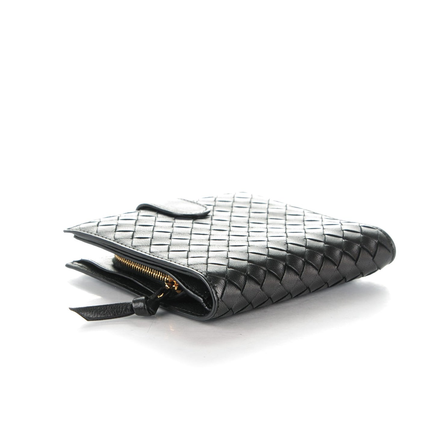 BOTTEGA VENETA Nappa Intrecciato French Flap Wallet Nero Black