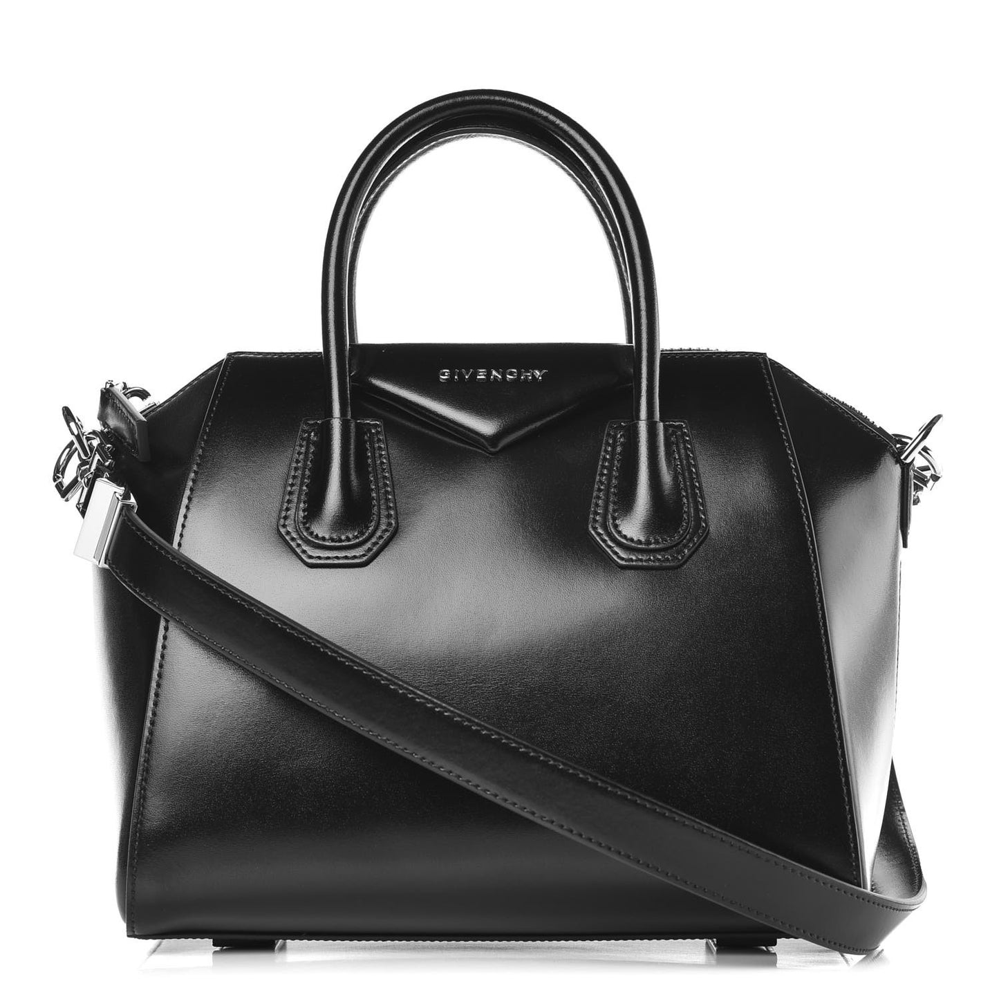 Shiny Lord Calfskin Small Antigona Black