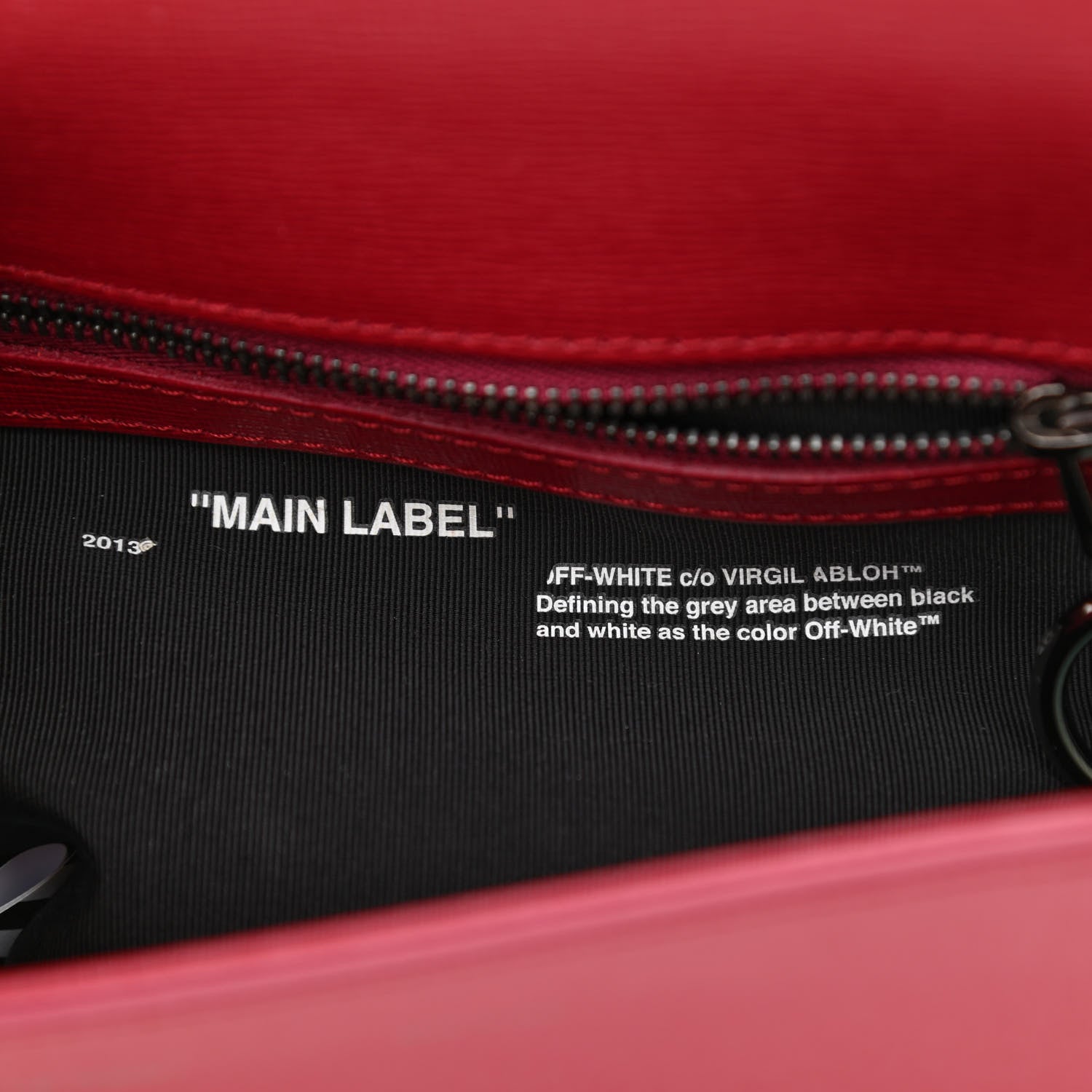 Off-White Saffiano Binder Clip Flap Shoulder Bag Red 7 of 11