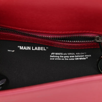 Off-White Saffiano Binder Clip Flap Shoulder Bag Red 7 of 11