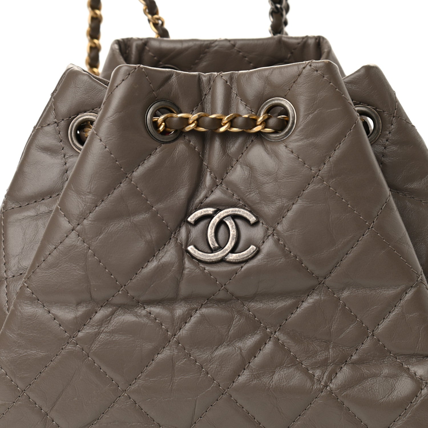 Chanel Aged Calfskin Quilted Small Gabrielle Backpack Grey 8 of 10