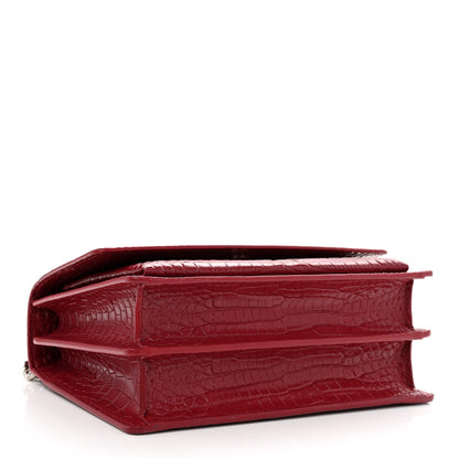 Saint Laurent Calfskin Crocodile Embossed Medium Monogram Sunset Palissandre 4 of 11