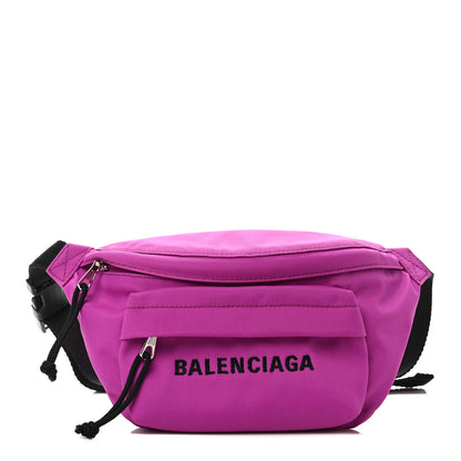 Balenciaga Sport Nylon Logo Embroidered Small Wheel Beltpack Fuchsia Black 1 of 8