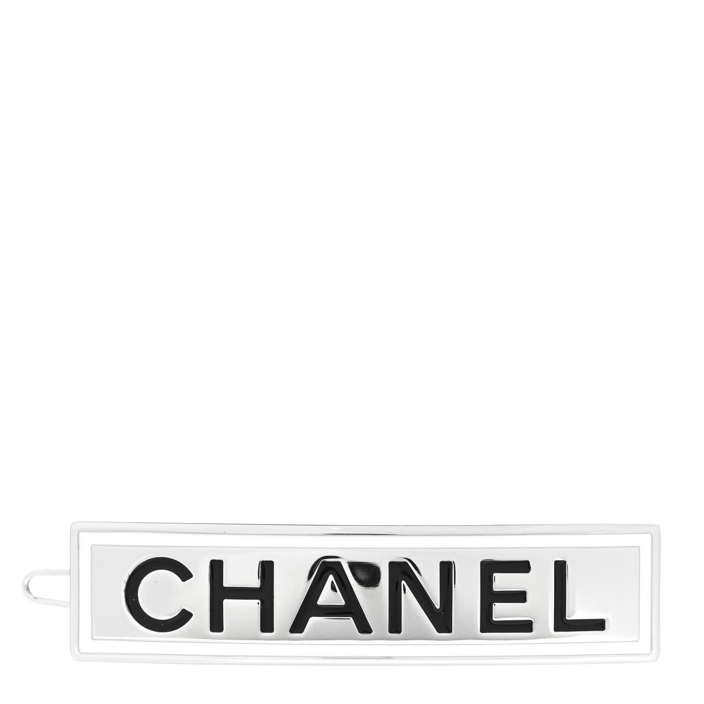 Metal Enamel Logo Hair Clip Silver