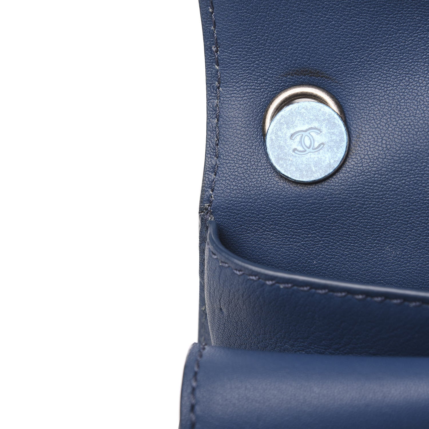 Chanel Lambskin Quilted Mini Natural CC Flap Blue 12 of 13