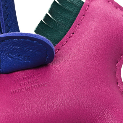 Hermes Milo Lambskin Grigri Rodeo Horse Bag Charm PM Rose Pourpre Bleu Electrique Malachite 3 of 4