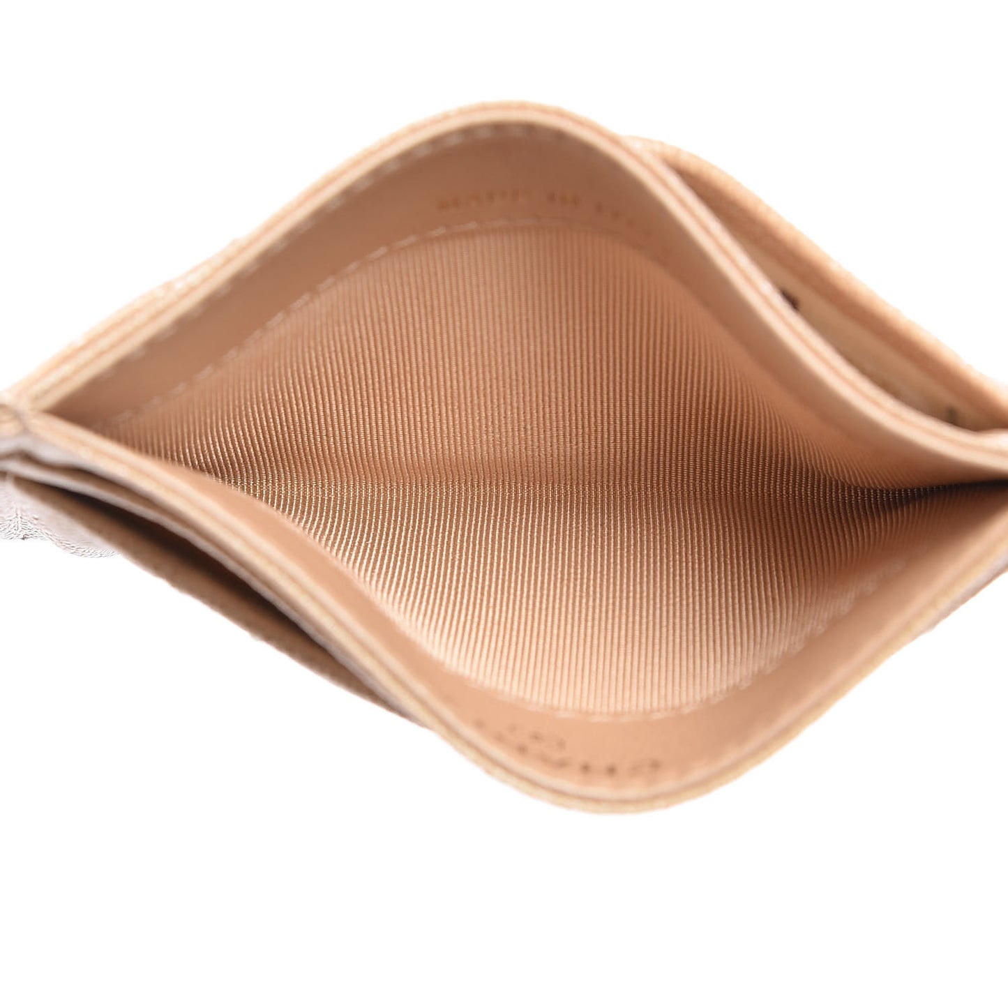 Iridescent Caviar Quilted Card Holder Beige