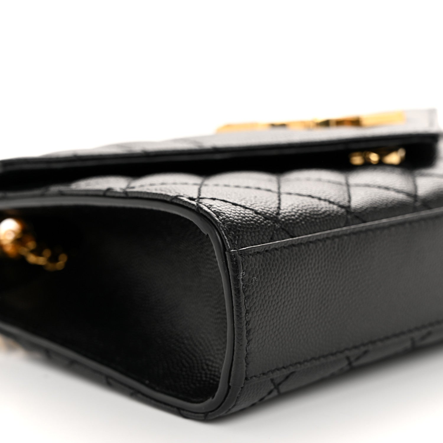 Saint Laurent Grain De Poudre Textured Mixed Matelasse Triquilt Small Monogram Satchel Black 9 of 11