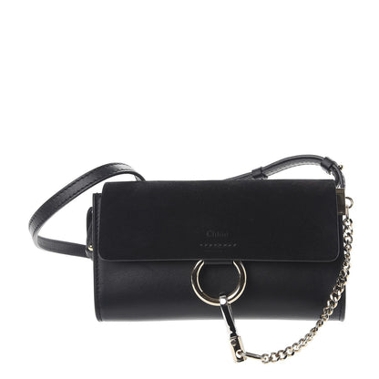 Chloe Suede Calfskin Mini Faye Shoulder Bag Black 1 of 7