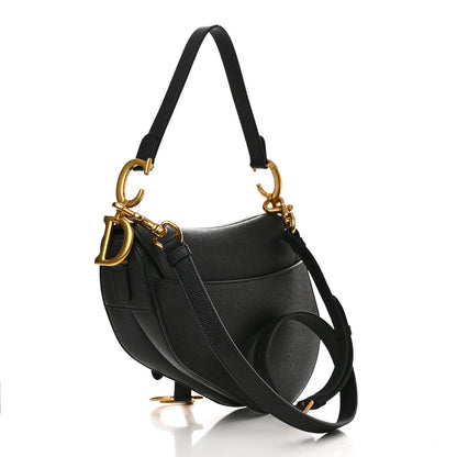 Christian Dior Grained Calfskin Saddle Bag With Strap Black 3 of 10