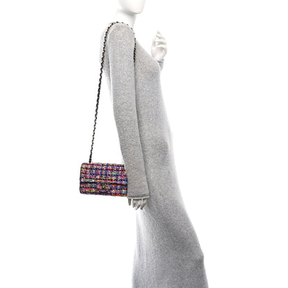 Chanel Tweed Quilted Mini Rectangular Flap Navy Blue Multicolor 2 of 10