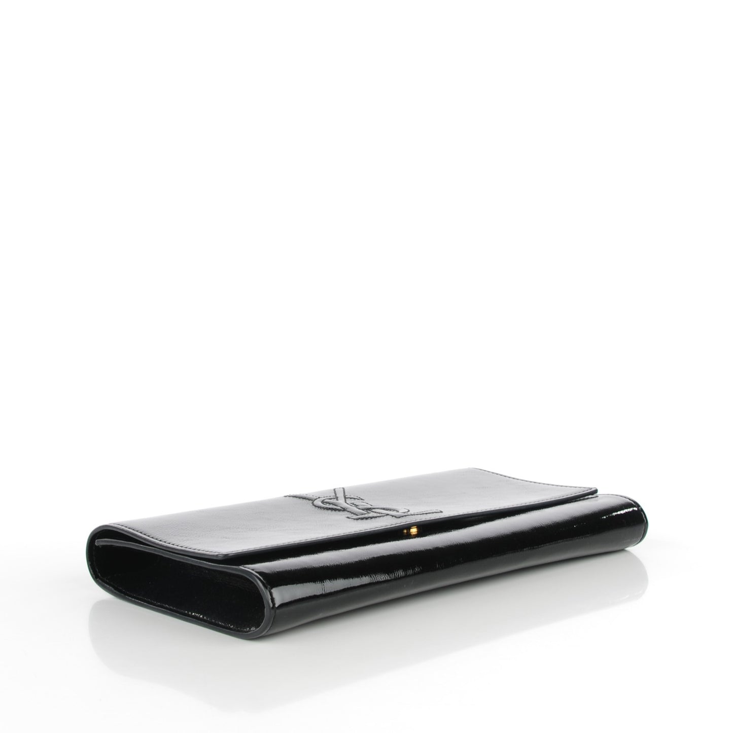 Textured Patent Monogram Large Belle De Jour Clutch Black