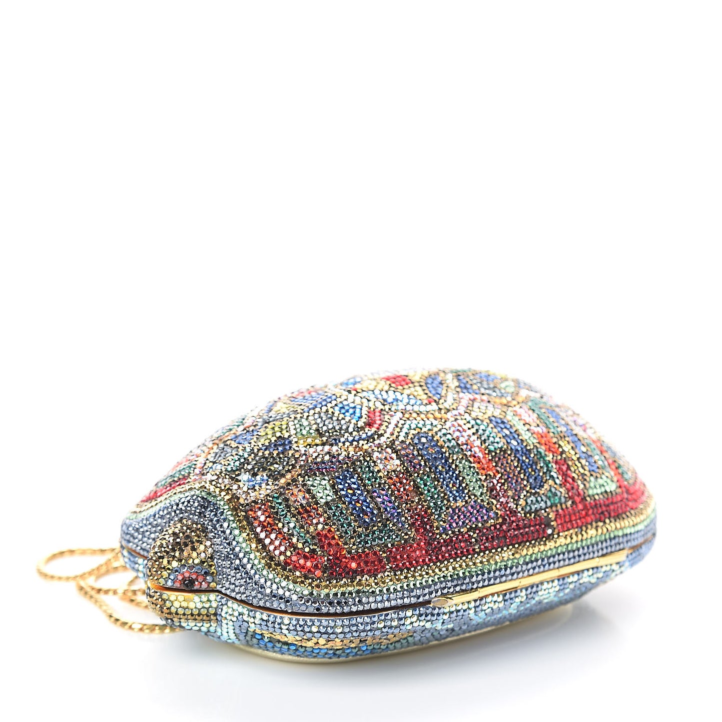 Crystal Turtle Minaudiere Clutch Multicolor