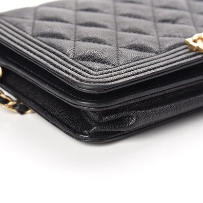 Chanel Caviar Quilted Boy Wallet On Chain WOC Black 9 of 21