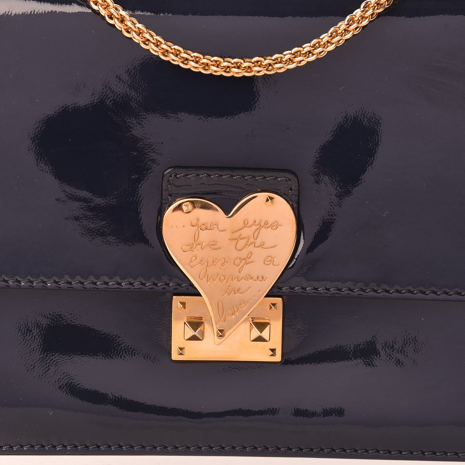 Valentino Garavani Patent L'Amour Rockstud Shoulder Bag Marine 10 of 12