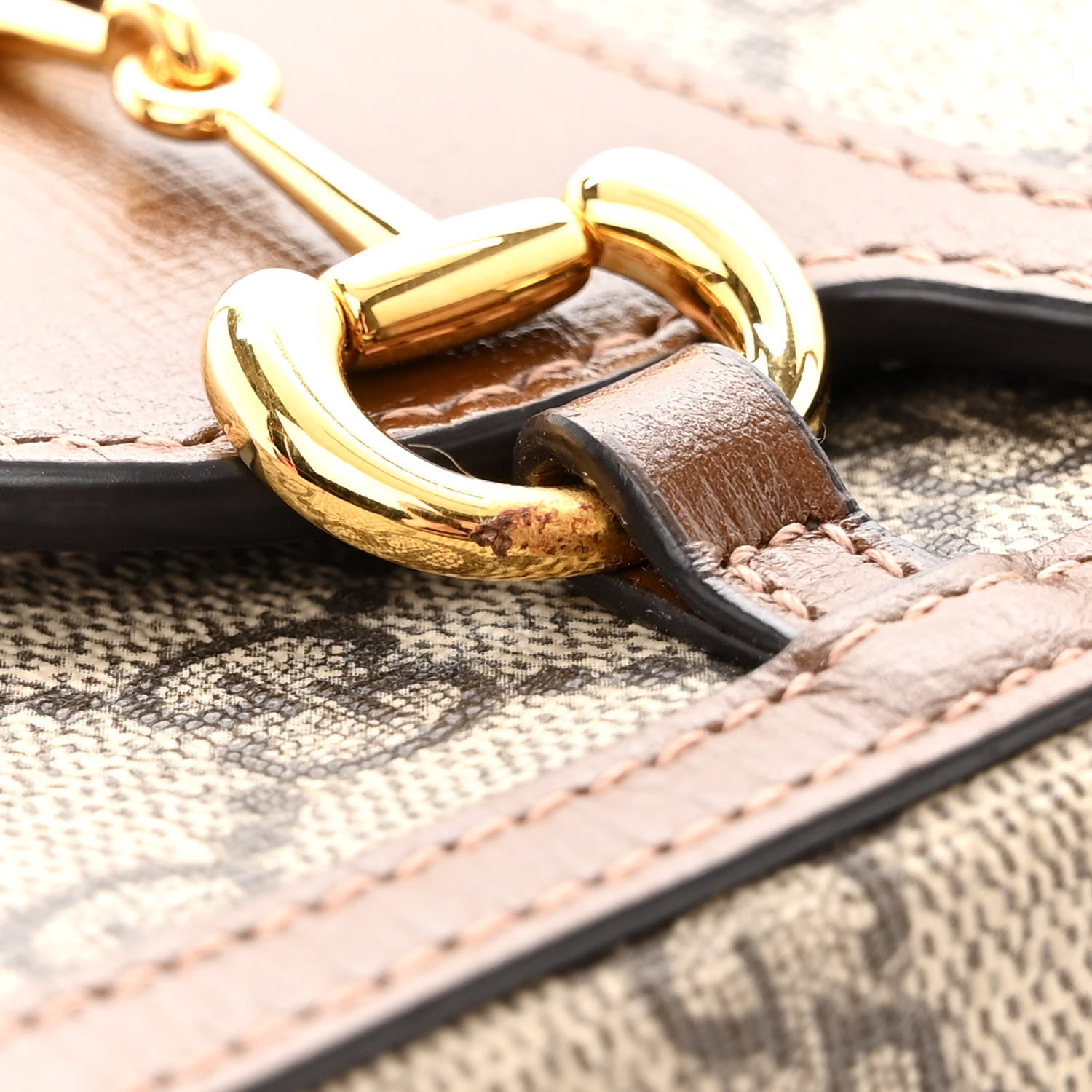 Gucci GG Supreme Monogram Mini Horsebit 1955 Crossbody Bag Beige Brown Sugar 11 of 14
