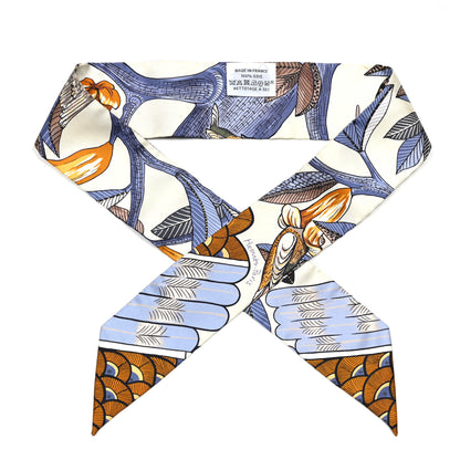 Hermes Silk Tree Of Song Twilly Creme Mauve Ocre 2 of 5