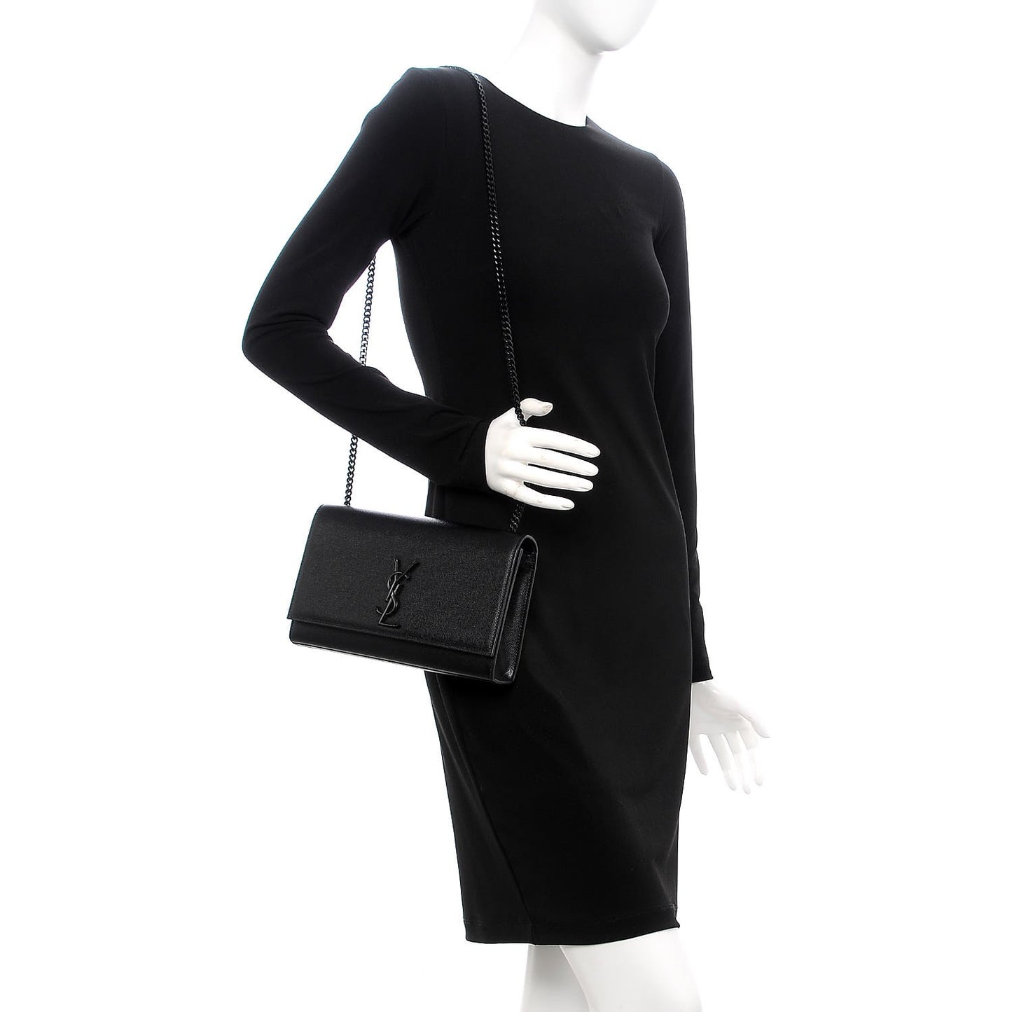 Grain De Poudre Medium Classic Monogram Kate Satchel Black