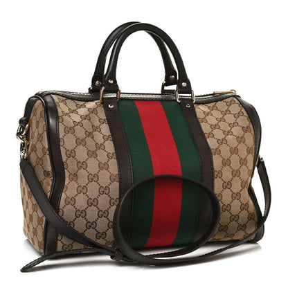 Gucci Monogram Vintage Web Medium Boston Dark Brown 3 of 16