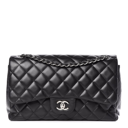 Chanel Lambskin Quilted Jumbo Double Flap Black 1 of 13