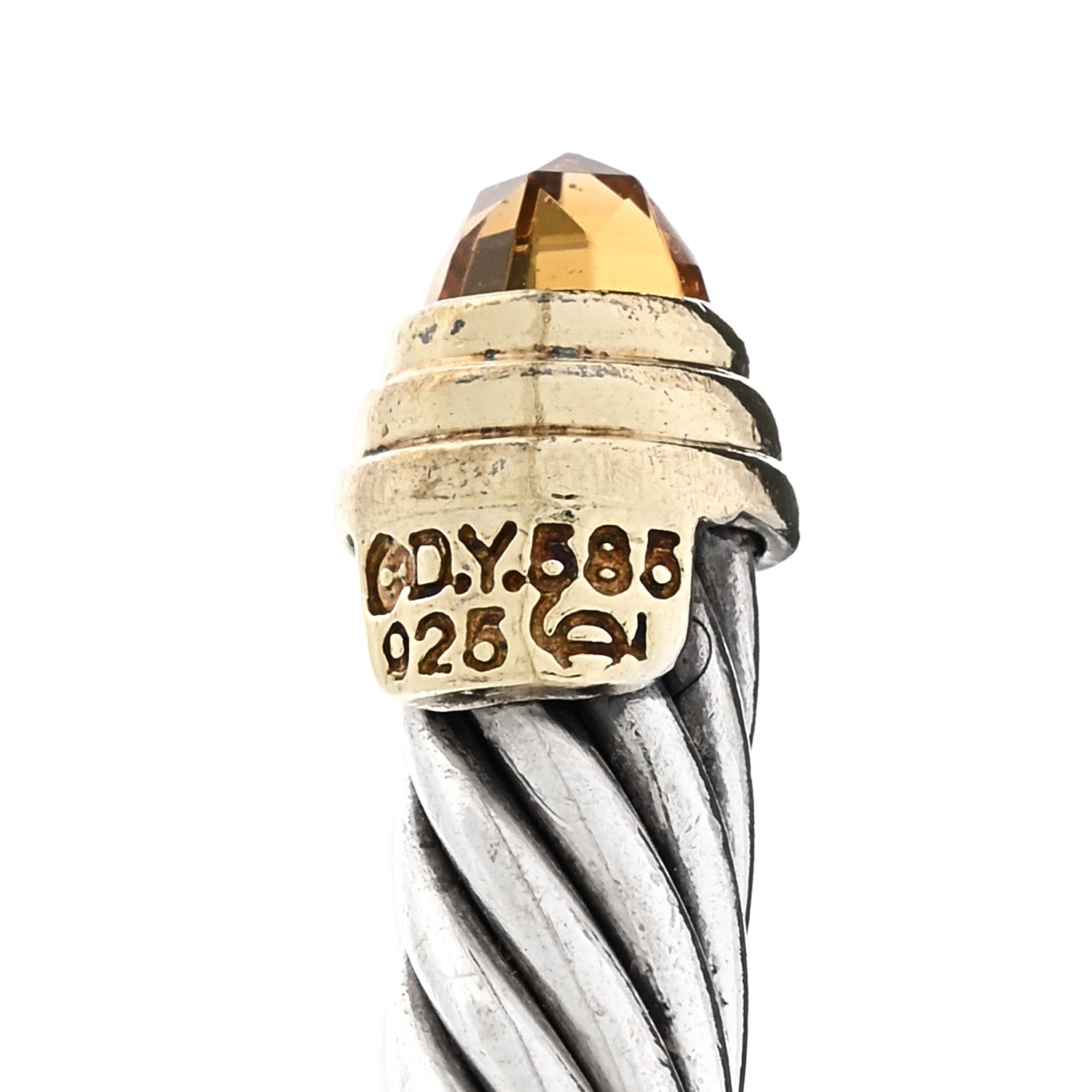 David Yurman Sterling Silver 14K Yellow Gold Citrine 5mm Cable Classics Petite Color Bracelet 3 of 3