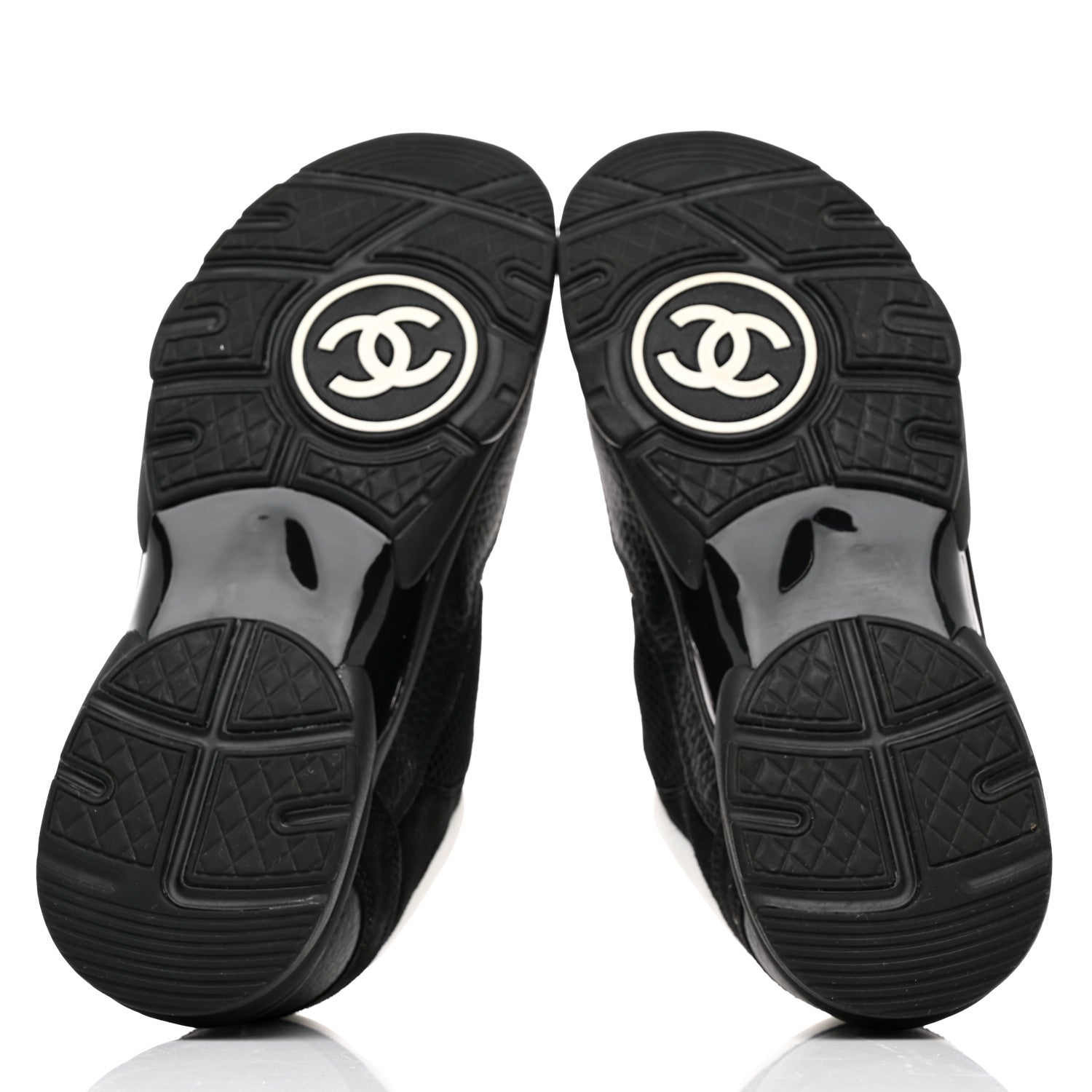 Chanel Mesh Suede Grained Calfskin Womens CC Sneakers 40 Black White 5 of 8