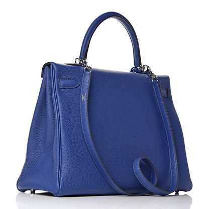Hermes Togo Kelly Retourne 35 Bleu Electrique 3 of 42