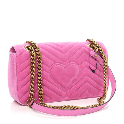 Gucci Velvet Matelasse Marquise Crystals Embroidered Small GG Marmont Shoulder Bag Malva 4 of 12