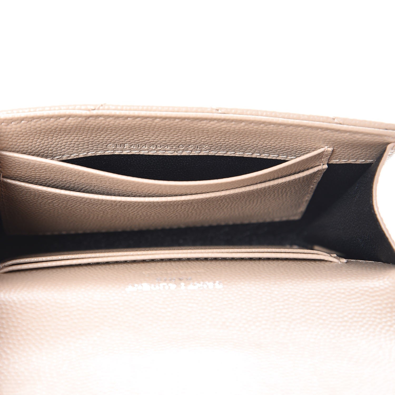 Saint Laurent Grain De Poudre Matelasse Chevron Small Monogram Envelope Wallet Dark Beige 5 of 8