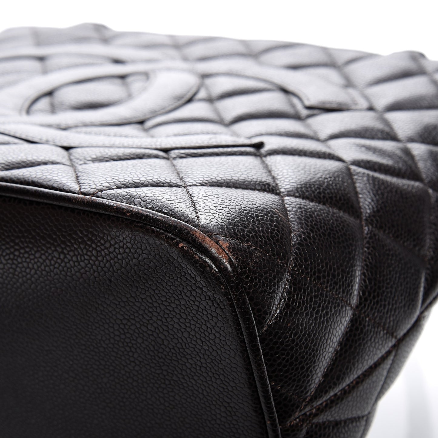 Caviar Quilted Medallion Tote Dark Brown