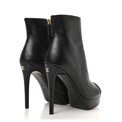 Chanel Lambskin Platform Ankle Boots 36 Black 4 of 8