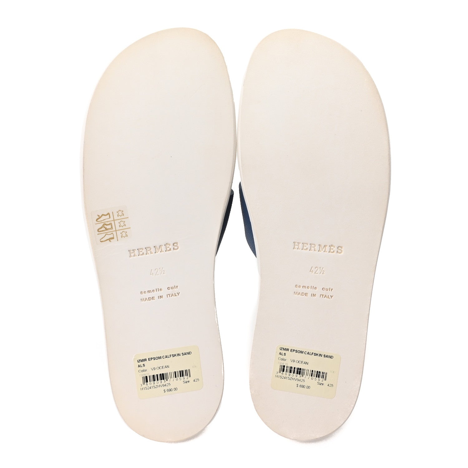 Hermes Epsom Mens Izmir Sandals 42.5 Ocean 6 of 10