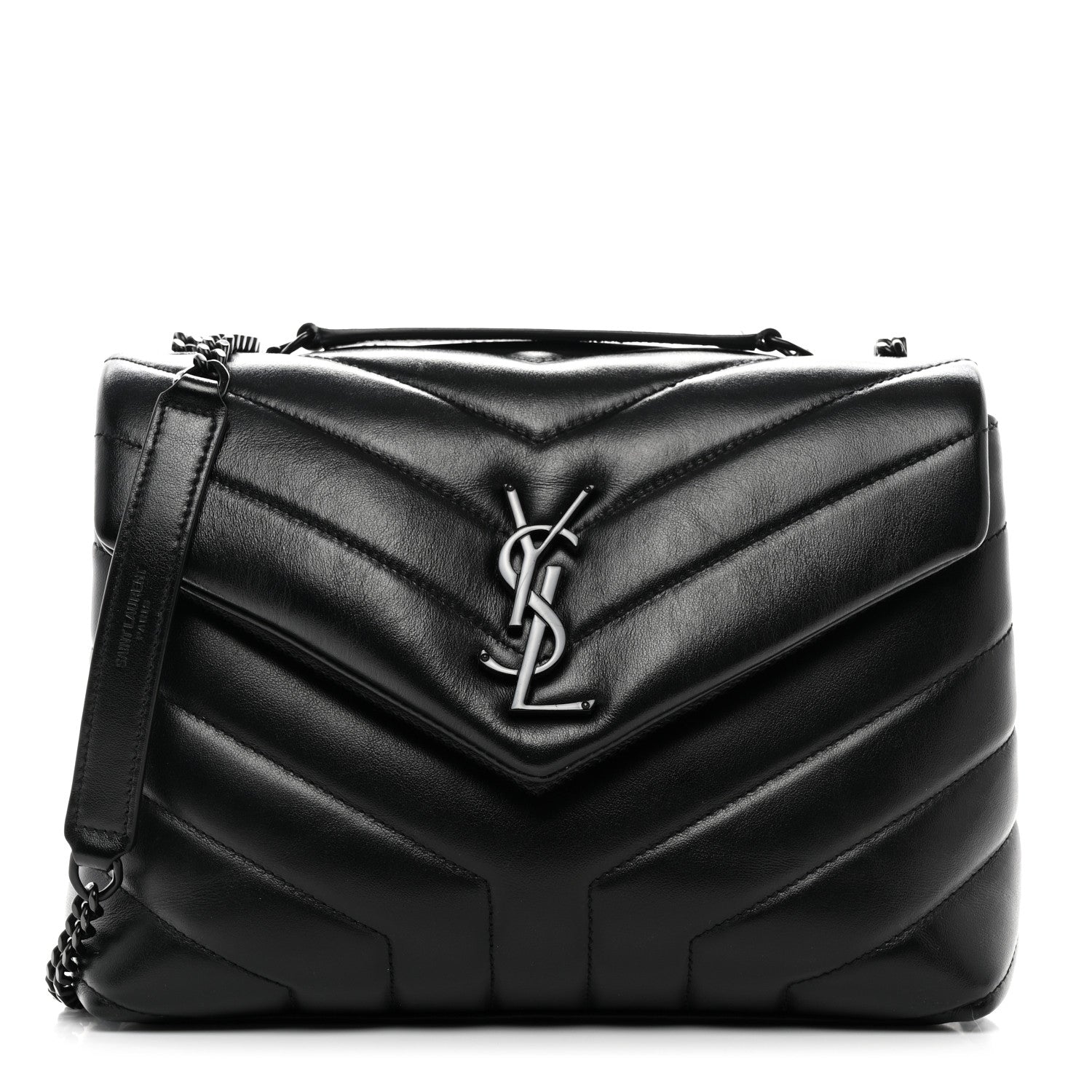 Saint Laurent Calfskin Y Quilted Monogram Monochrome Small Loulou Chain Satchel Black 1 of 11