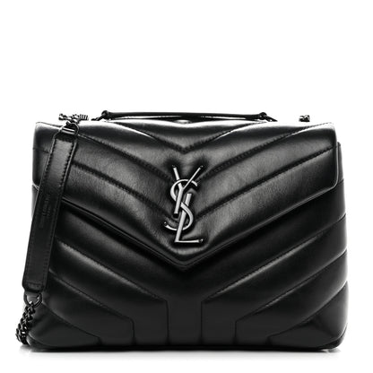 Saint Laurent Calfskin Y Quilted Monogram Monochrome Small Loulou Chain Satchel Black 1 of 11