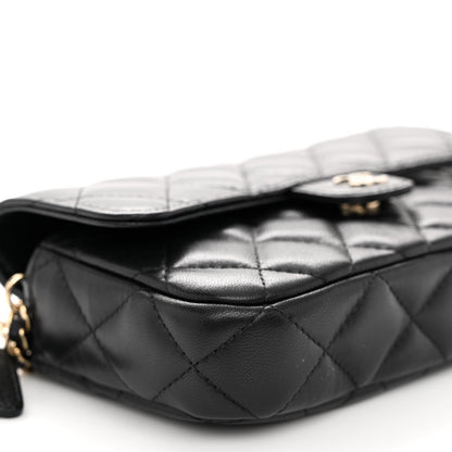 Chanel Lambskin Quilted Flap Phone Holder With Chain Black 11 of 13