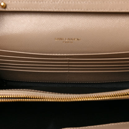 Saint Laurent Grain De Poudre Matelasse Chevron Monogram Chain Wallet Nude Powder 5 of 8