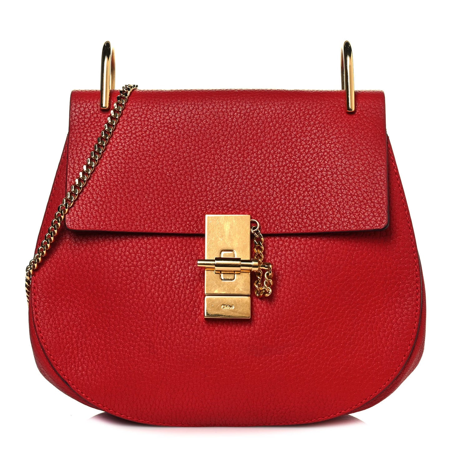 Grained Lambskin Drew Shoulder Bag Plaid Red