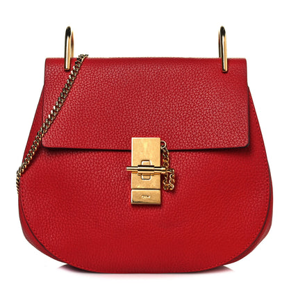 Chloe Grained Lambskin Drew Shoulder Bag Plaid Red 1 of 12