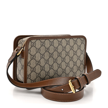 Gucci GG Supreme Monogram Azalea Calfskin Mini Retro Interlocking G Shoulder Bag Beige Ebony Brown Sugar 3 of 12