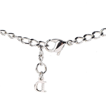 Christian Dior Crystal Bead Logo Necklace Silver 5 of 5