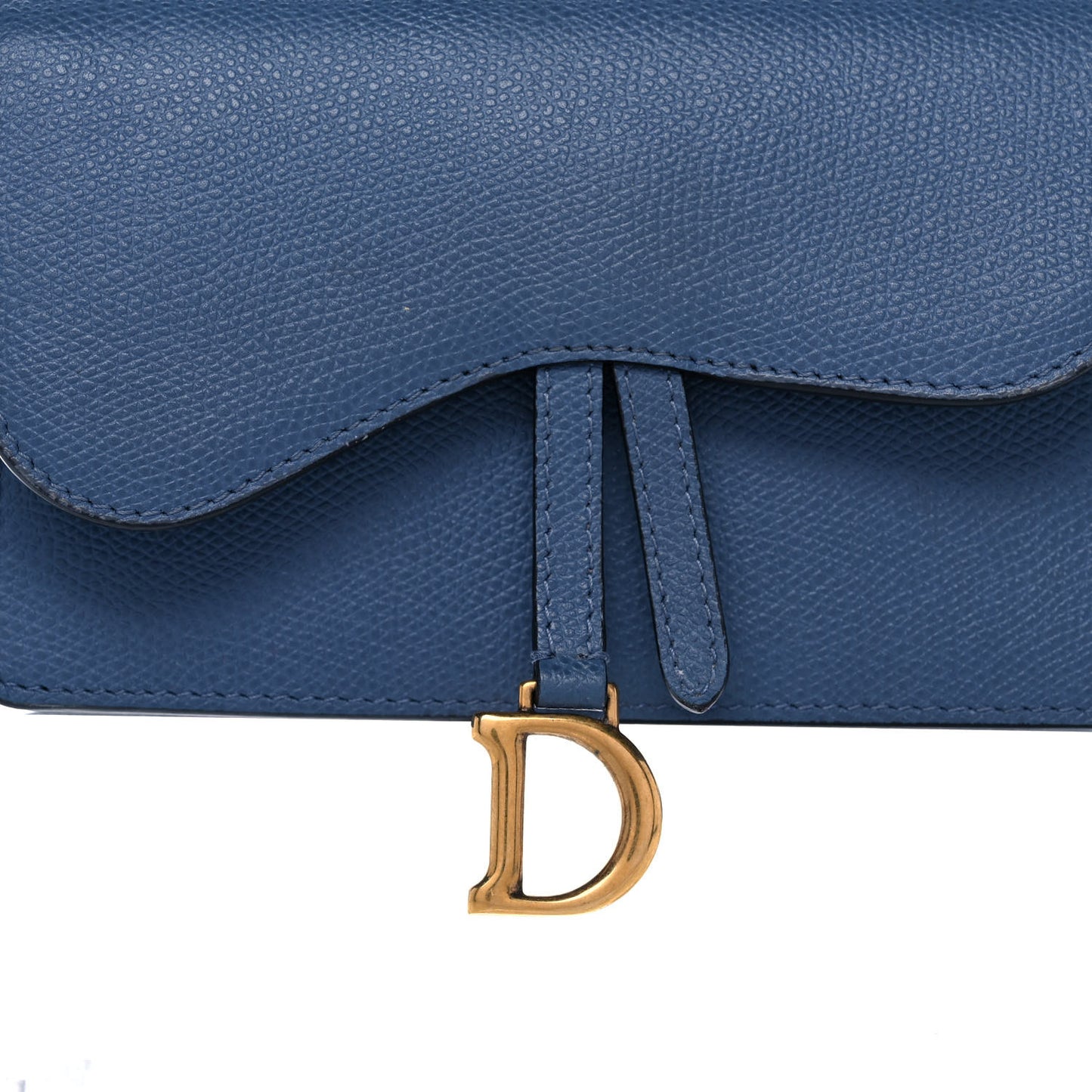Grained Calfskin Saddle Belt Bag Denim Blue