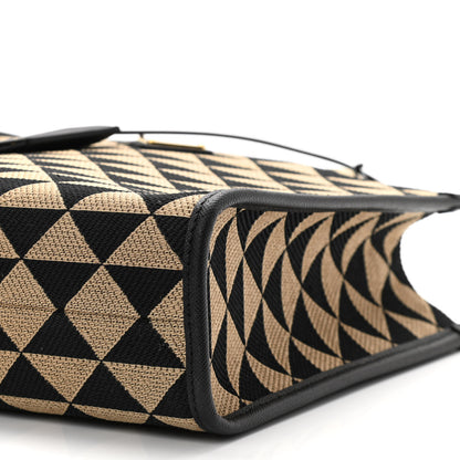 Prada Jacquard Saffiano Triangolo Symbole Embroidered Small Tote Black Corda 9 of 9