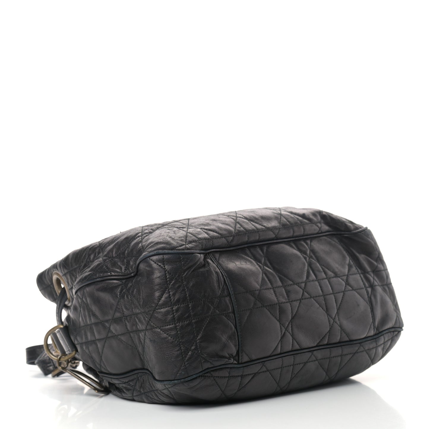 Lambskin Cannage Drawstring Bag Black