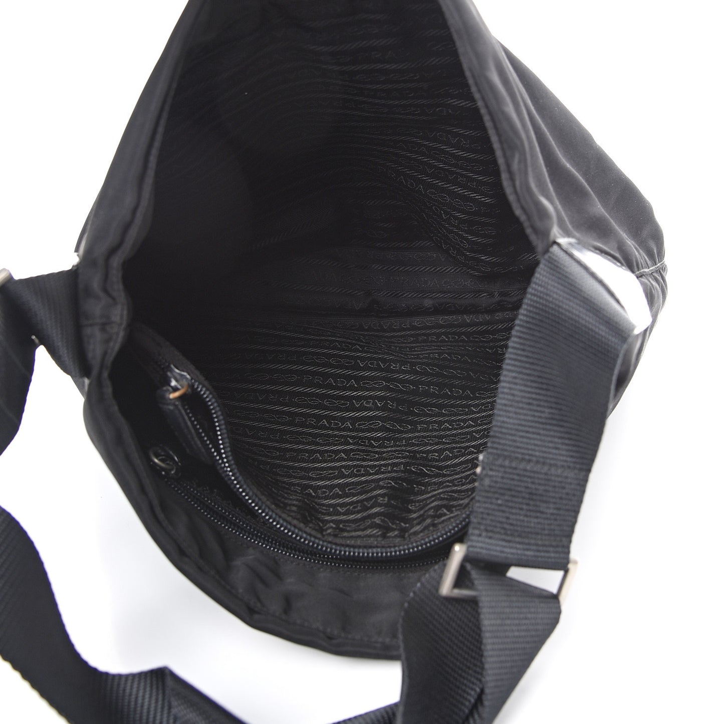 Nylon Flat Messenger Bag Black