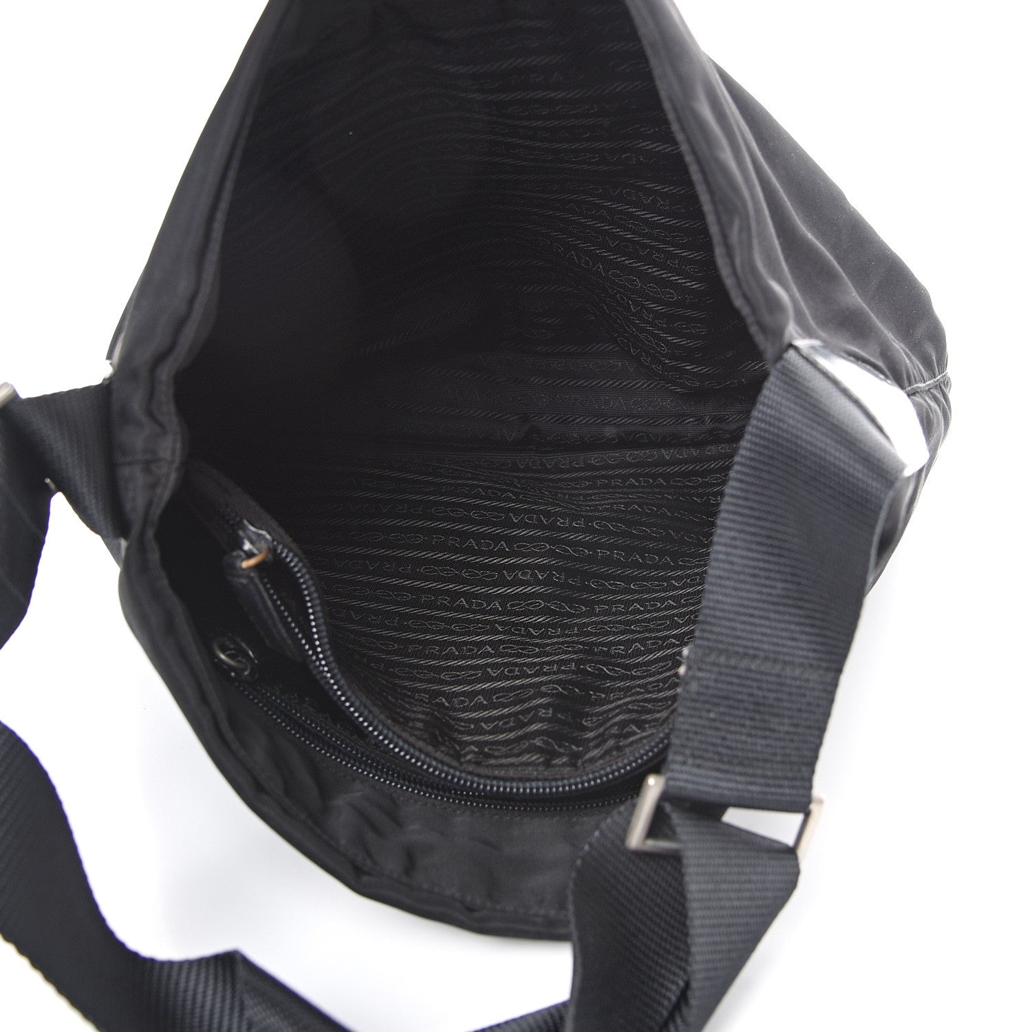 Prada Nylon Flat Messenger Bag Black 4 of 10