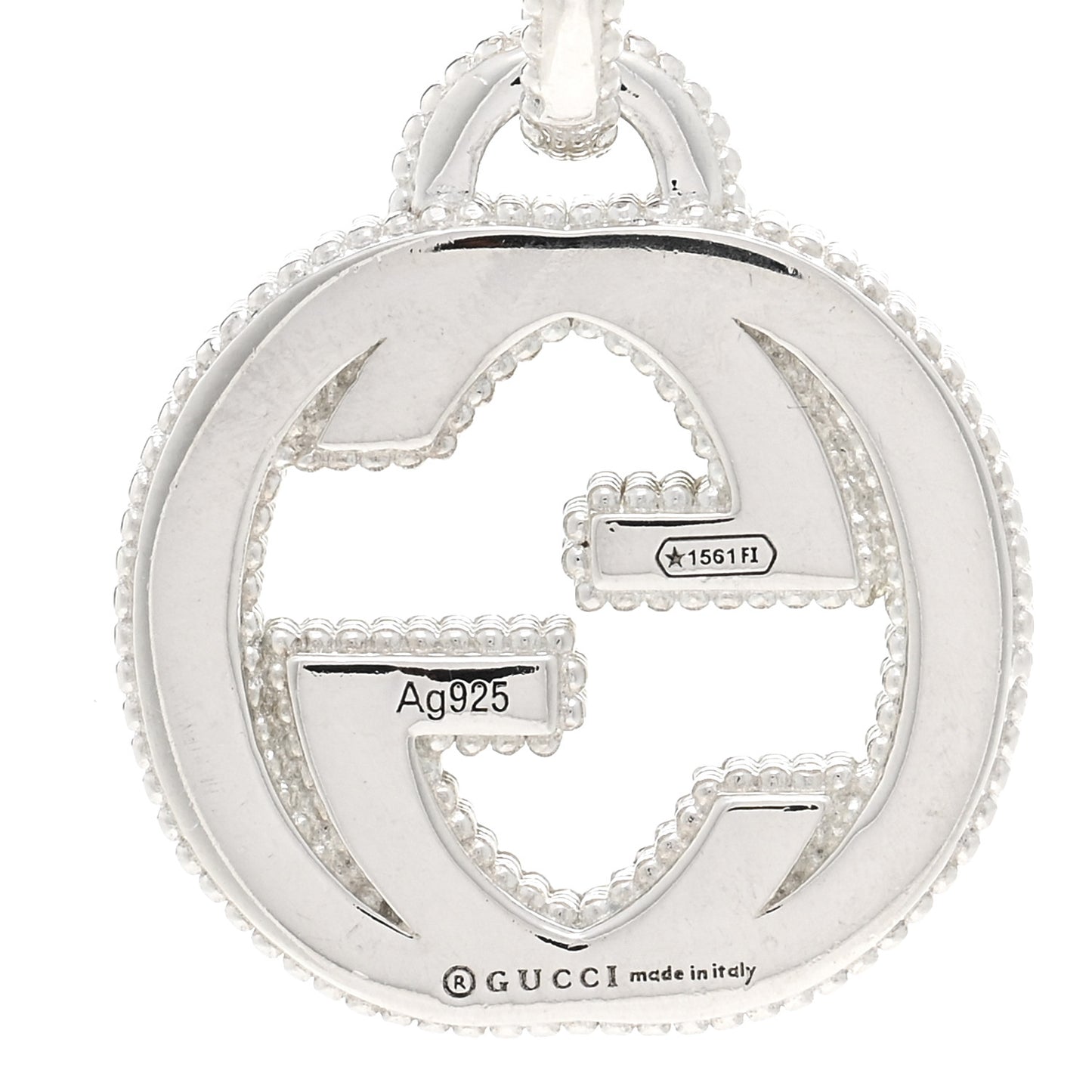 Sterling Silver Interlocking GG Pendant Beaded Necklace