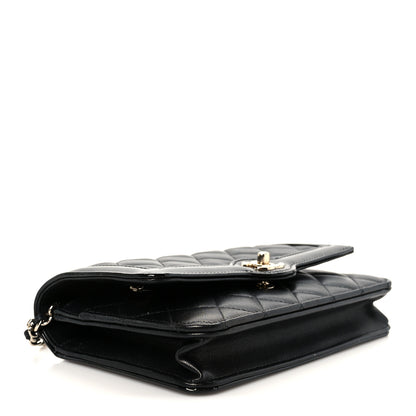 Chanel Lambskin Patent Calfskin Quilted Hold The Line CC Wallet On Chain WOC Black 4 of 12