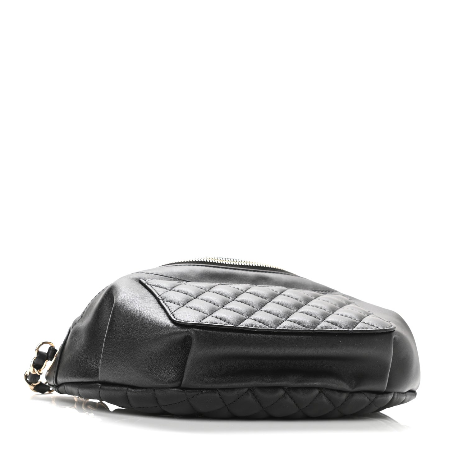 Lambskin Quilted Waist Bag Fanny Pack Black