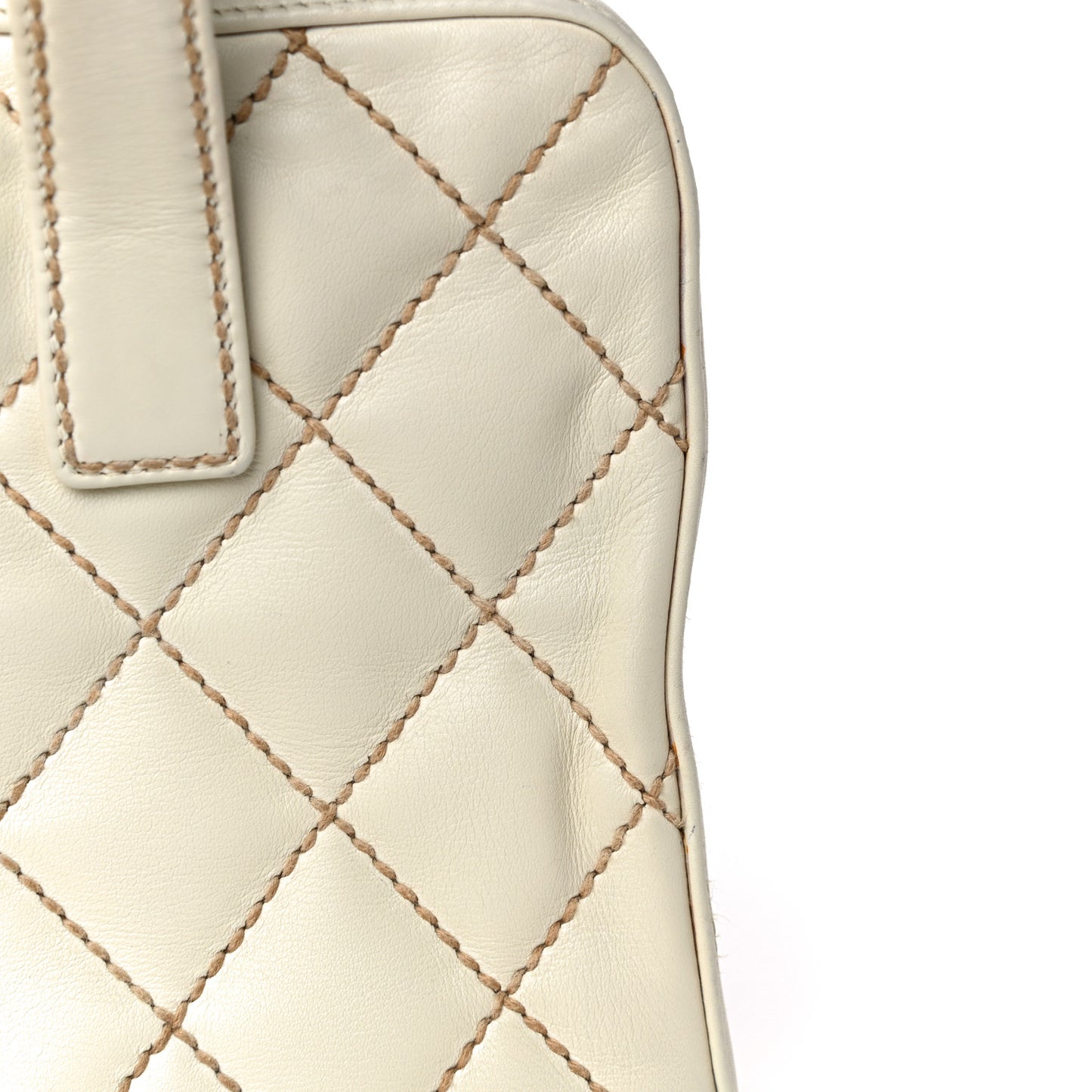 Calfskin Wild Stitch Top Handle Bag White