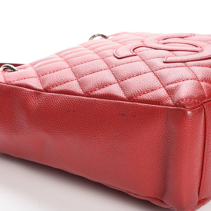 Chanel Caviar Quilted Petit Shopping Tote PST Red 10 of 11